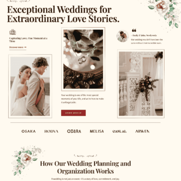 Amourly – Elegant Wedding & Event Planning Website