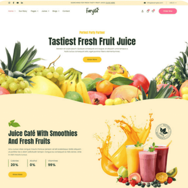Faryita – Fresh & Organic Juice Store Website
